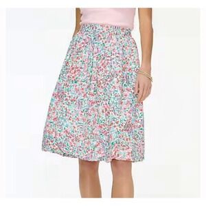 J. Crew Floral Cotton Pull On Bubble Hem Pleated Cottagecore Skirt Size XS